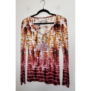 V Cristina Womens Colorful Tunic Y2K Design Beaded Long Sleeve Size Medium